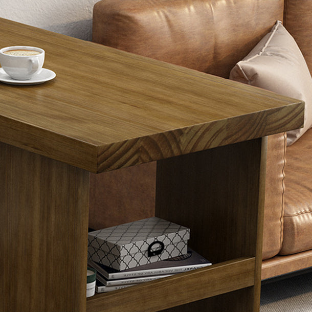 Rectangle Wood Bar Dining Table Contemporary Bar Table with Sled Base