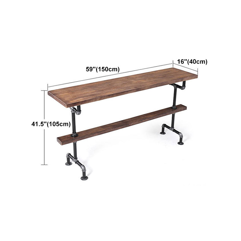 Pine Wood Bar Table Industrial Bar Dining Table with Trestle Base in Black