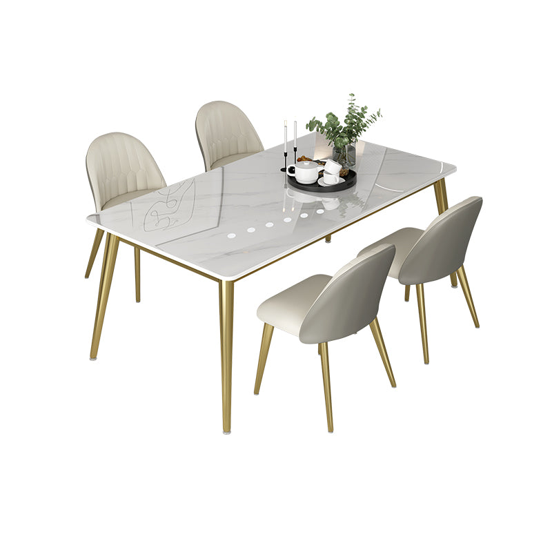 Glam 1/5/6/7 Pieces Dinette Set with White Sintered Stone Top Rectangle Dining Table Set
