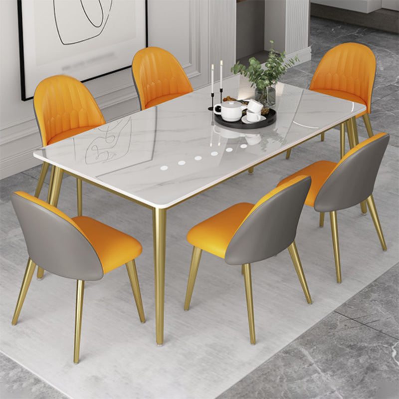 Glam 1/5/6/7 Pieces Dinette Set with White Sintered Stone Top Rectangle Dining Table Set