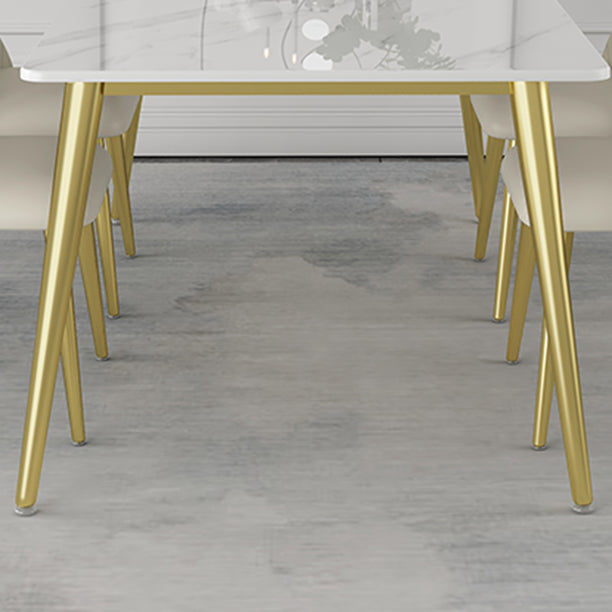 Glam 1/5/6/7 Pieces Dinette Set with White Sintered Stone Top Rectangle Dining Table Set
