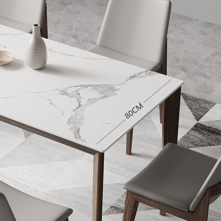 Nordic 1/2/5/7 Pieces Dining Set Sintered Stone Dining Table with Wooden Chairs