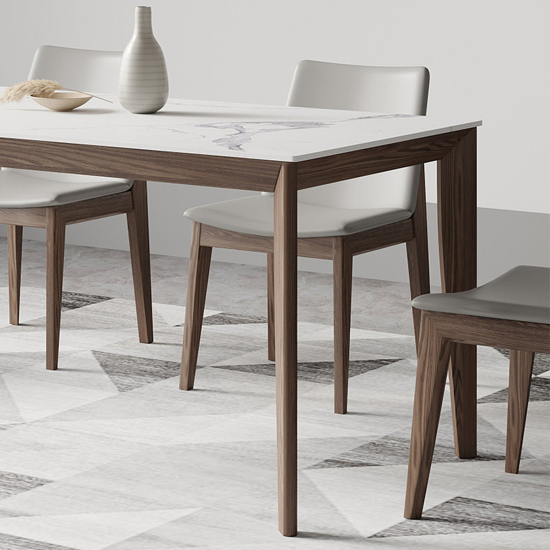 Nordic 1/2/5/7 Pieces Dining Set Sintered Stone Dining Table with Wooden Chairs