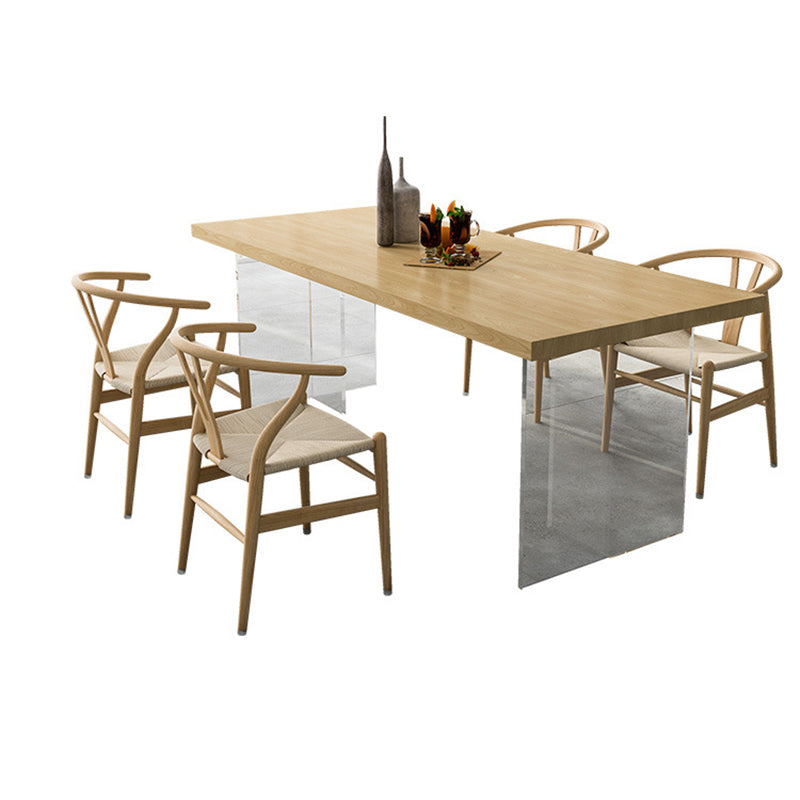 Modern 1/2/5 Pieces Rectangle Dining Table Set Solid Wood Dining Table with Chairs