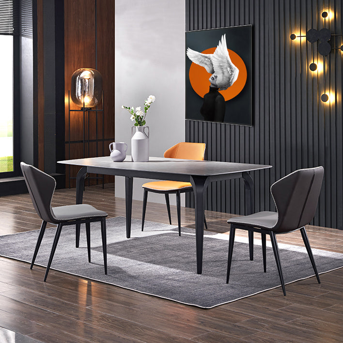 Modern 1/2/4/7 Pieces Dinette Set with Grey Sintered Stone Top Rectangle Dining Table Set