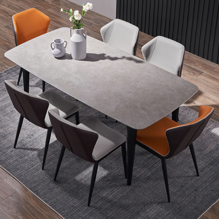 Modern 1/2/4/7 Pieces Dinette Set with Grey Sintered Stone Top Rectangle Dining Table Set