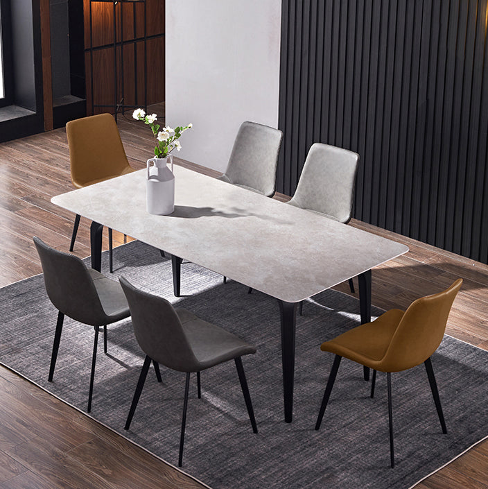 Modern 1/2/4/7 Pieces Dinette Set with Grey Sintered Stone Top Rectangle Dining Table Set