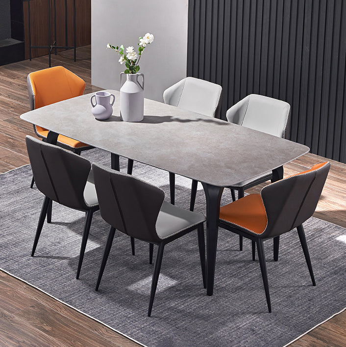 Modern 1/2/4/7 Pieces Dinette Set with Grey Sintered Stone Top Rectangle Dining Table Set
