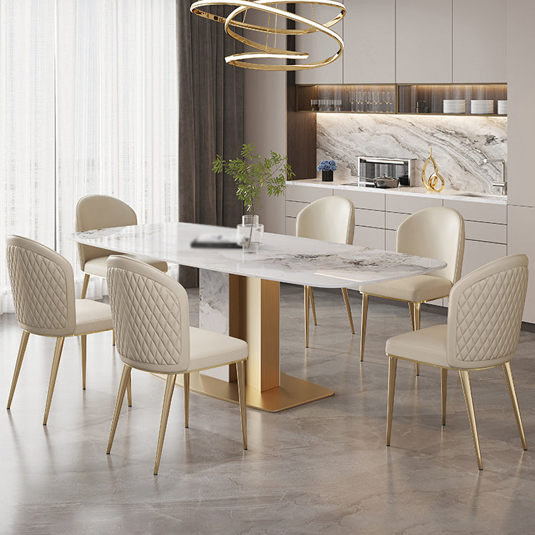 Luxury 1/4/5/7 Pieces Rectangle Dining Set Sintered Stone Top Dining Table with Chairs