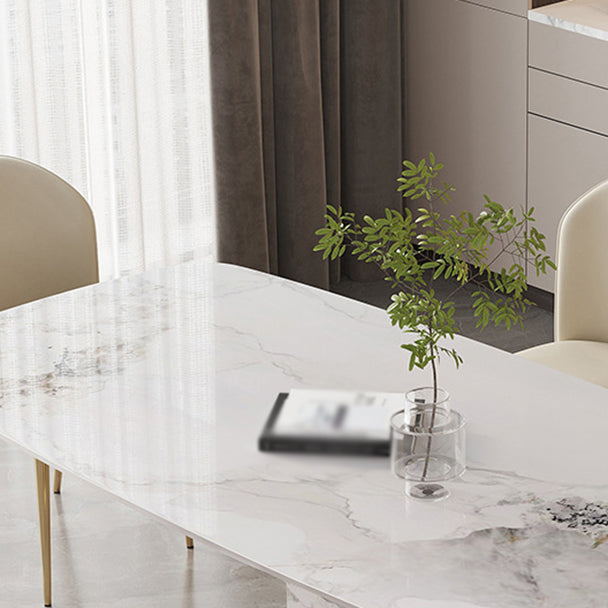 Luxury 1/4/5/7 Pieces Rectangle Dining Set Sintered Stone Top Dining Table with Chairs