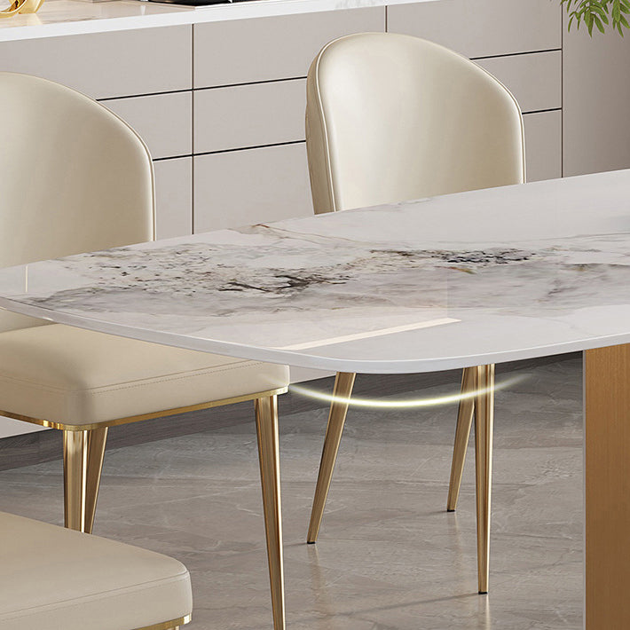Luxury 1/4/5/7 Pieces Rectangle Dining Set Sintered Stone Top Dining Table with Chairs