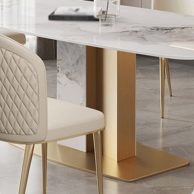 Luxury 1/4/5/7 Pieces Rectangle Dining Set Sintered Stone Top Dining Table with Chairs