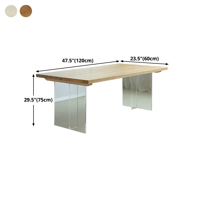 Solid Wood Top Dining Table Rectangle Pine Wood Table with Sled Base