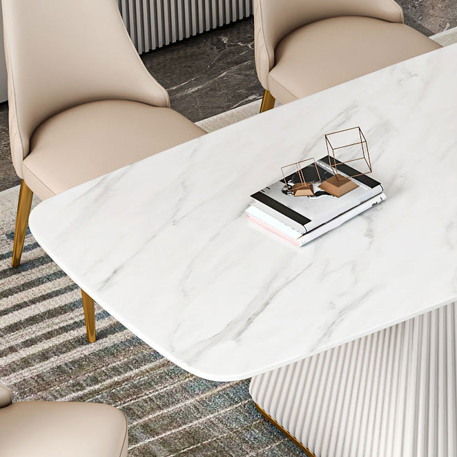 Mesa de comedor de piedra sinterizada Mesa de comedor tradicional de lujo con base de pedestal