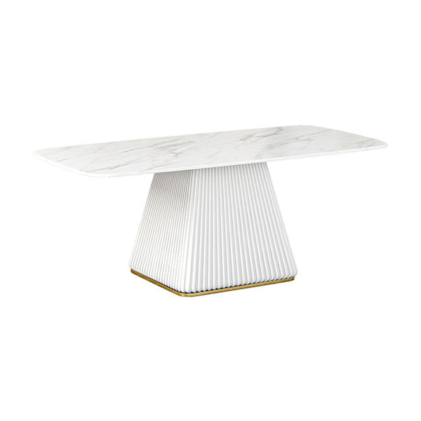 Mesa de comedor de piedra sinterizada Mesa de comedor tradicional de lujo con base de pedestal