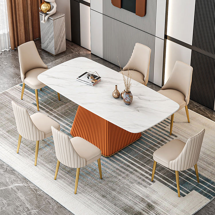 Mesa de comedor de piedra sinterizada Mesa de comedor tradicional de lujo con base de pedestal