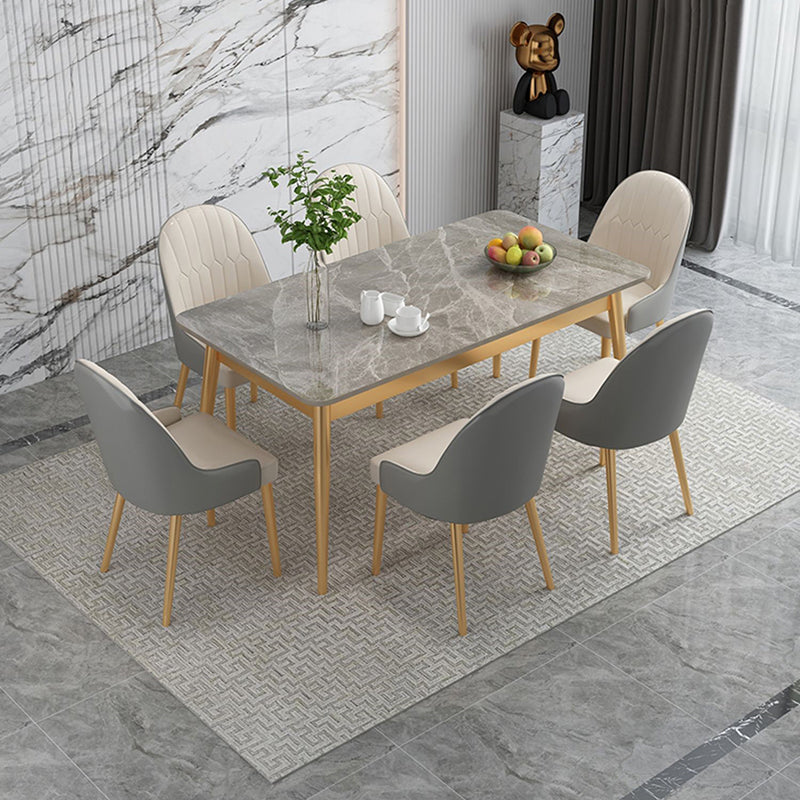 Traditional Luxury Rectangle Dining Table Stone Dinner Table with 4-foot