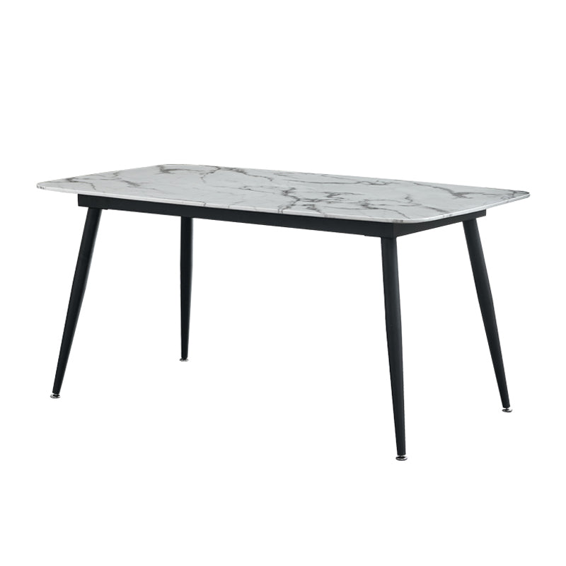 Rectangle Industrial Dining Table Fixed Table with Marble for Dining Room