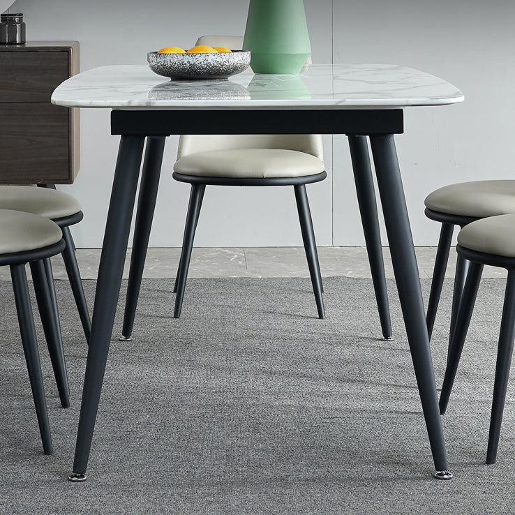 Rectangle Industrial Dining Table Fixed Table with Marble for Dining Room