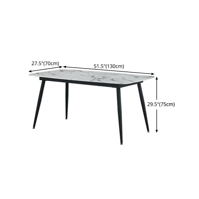 Rectangle Industrial Dining Table Fixed Table with Marble for Dining Room