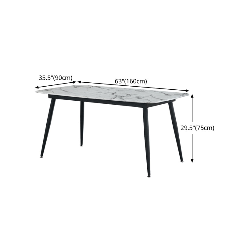 Rectangle Industrial Dining Table Fixed Table with Marble for Dining Room