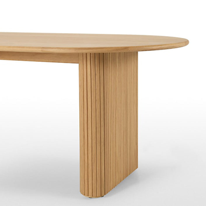 Oval Double Pedestal Modern Table Wood Color Fixed Table of Pinewood Solid Wood