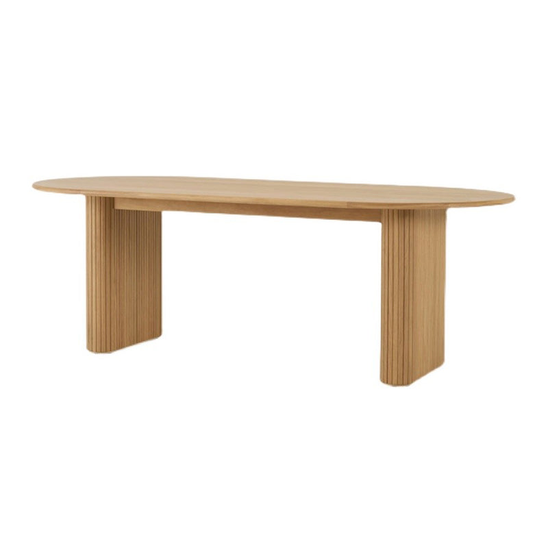Oval Double Pedestal Modern Table Wood Color Fixed Table of Pinewood Solid Wood