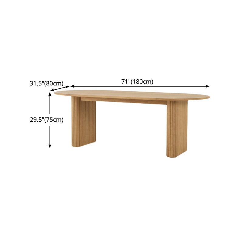 Oval Double Pedestal Modern Table Wood Color Fixed Table of Pinewood Solid Wood