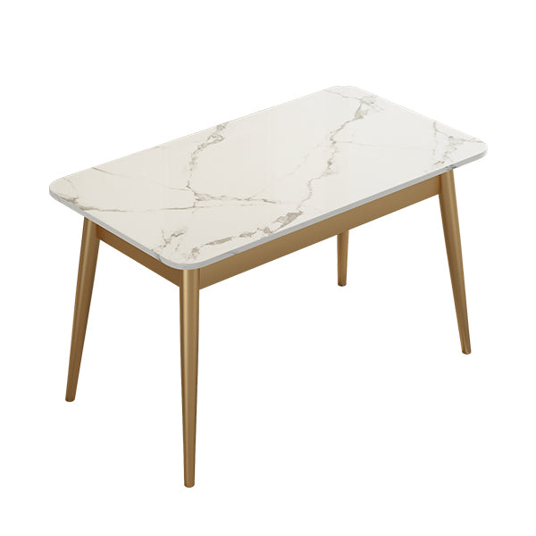 Sintered Stone Dining Table Traditional Luxury 4 Legs Table with Metal Base