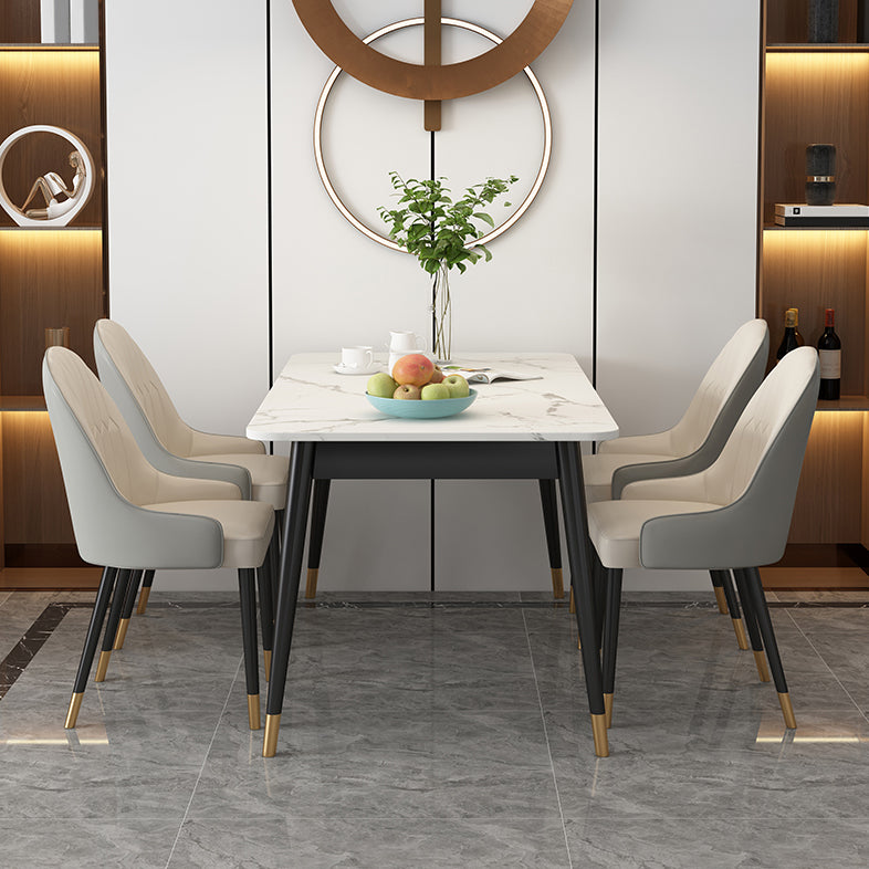 Sintered Stone Dining Table Traditional Luxury 4 Legs Table with Metal Base