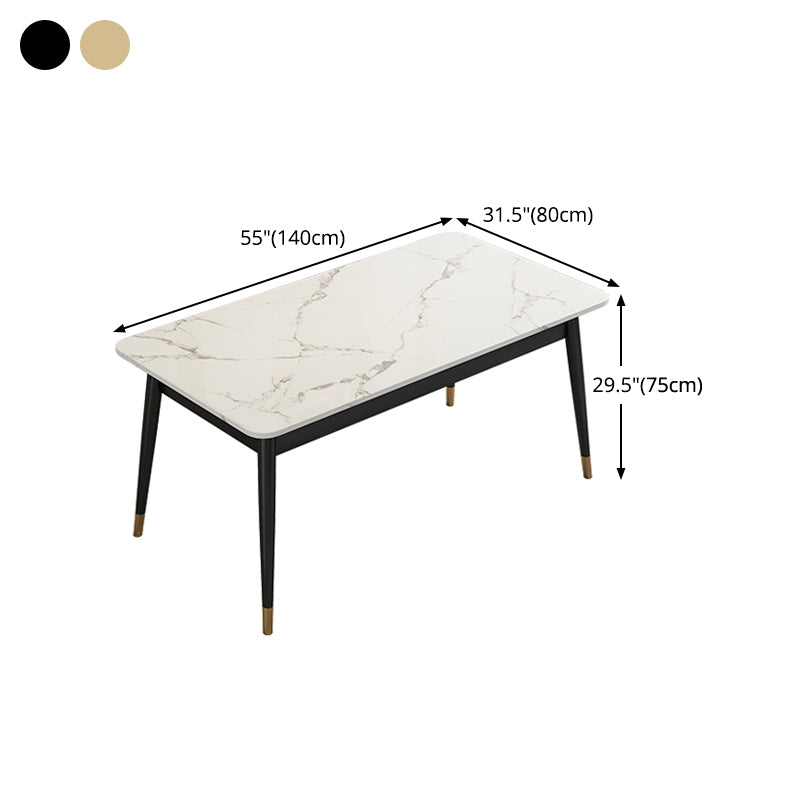 Sintered Stone Dining Table Traditional Luxury 4 Legs Table with Metal Base