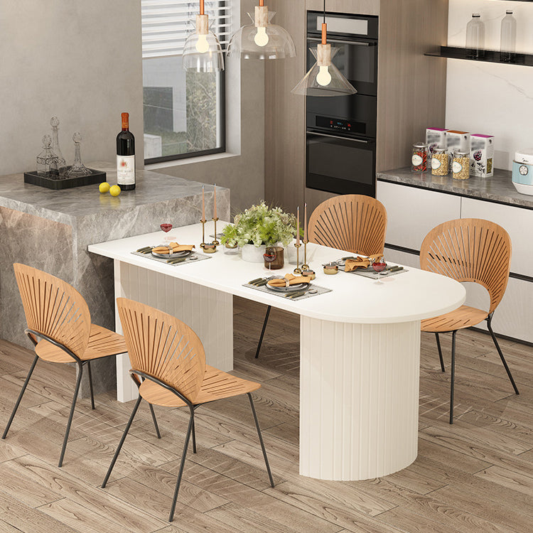 Modern Oval Dining Table Wood Double Pedestal Home Kitchen Dinner Table in White