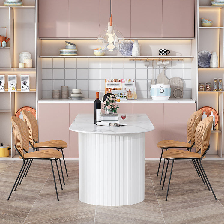 Modern Oval Dining Table Wood Double Pedestal Home Kitchen Dinner Table in White