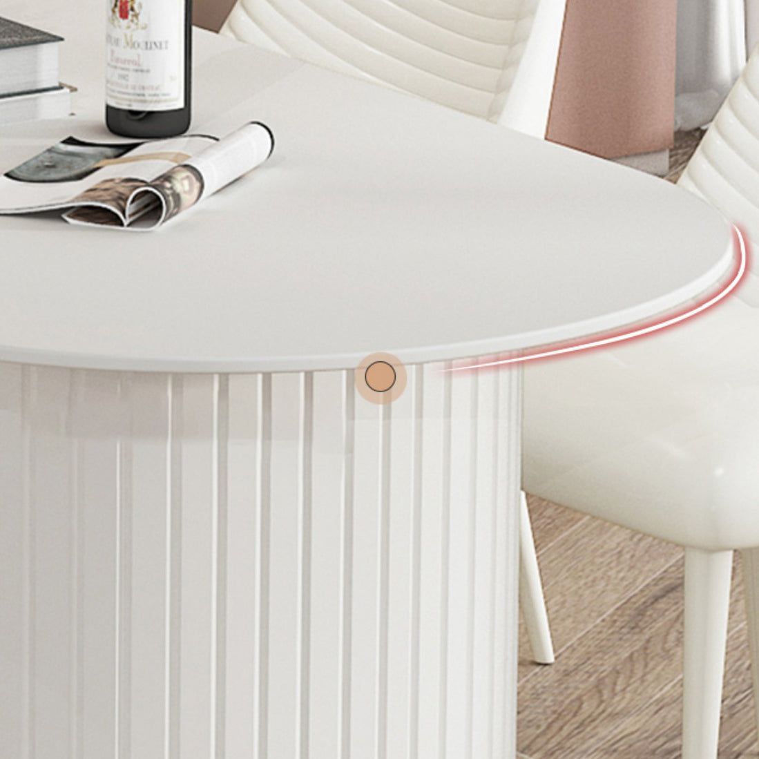 Modern Oval Dining Table Wood Double Pedestal Home Kitchen Dinner Table in White