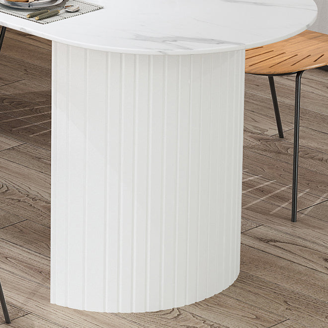 Modern Oval Dining Table Wood Double Pedestal Home Kitchen Dinner Table in White