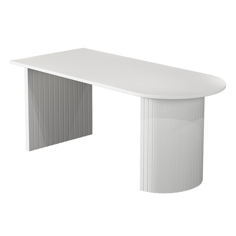 Modern Oval Dining Table Wood Double Pedestal Home Kitchen Dinner Table in White