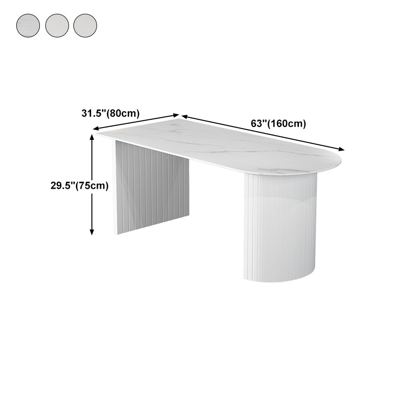 Modern Oval Dining Table Wood Double Pedestal Home Kitchen Dinner Table in White