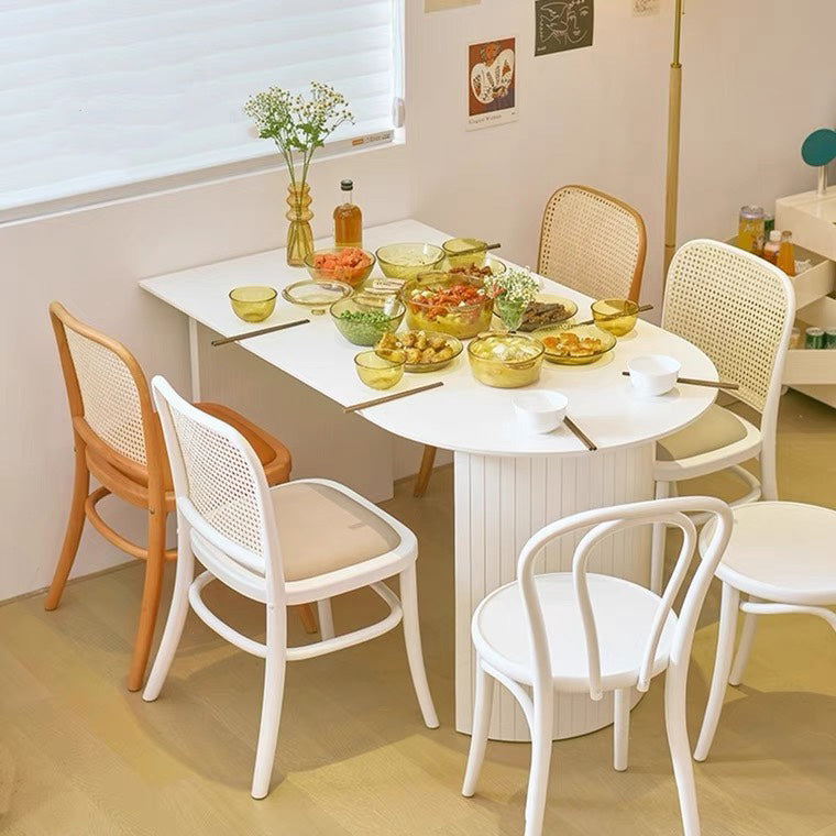 Sintered Stone and Ash Wood White Table Modern Dining Table with Double Pedestal