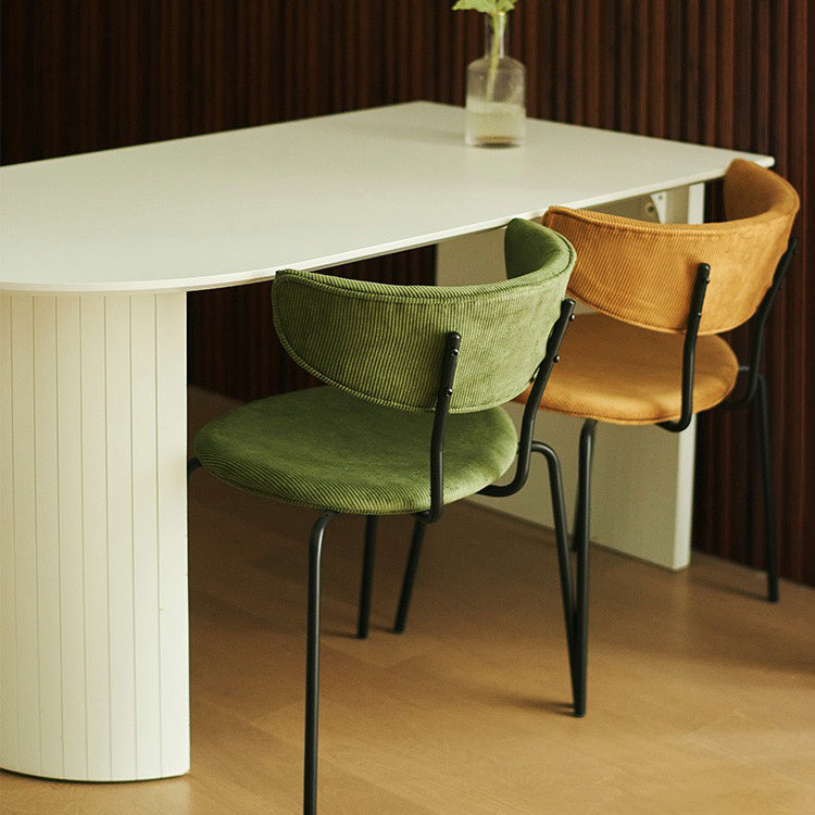 Sintered Stone and Ash Wood White Table Modern Dining Table with Double Pedestal