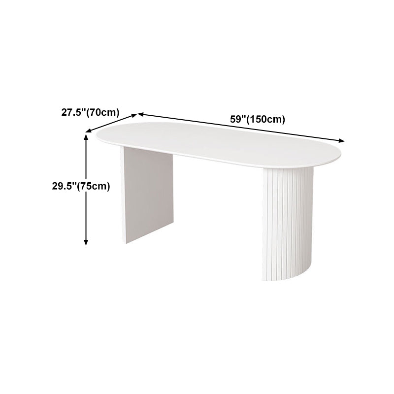 Sintered Stone and Ash Wood White Table Modern Dining Table with Double Pedestal