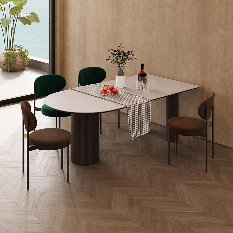 Wood Tripod Dining Table Modern White Stone Center Top Dining Site Table