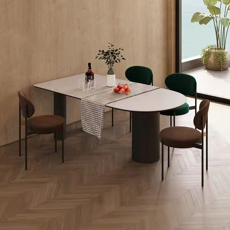 Irregular Shape White Table for Restaurant Sintered Stone Top Island Table with 3 Legs