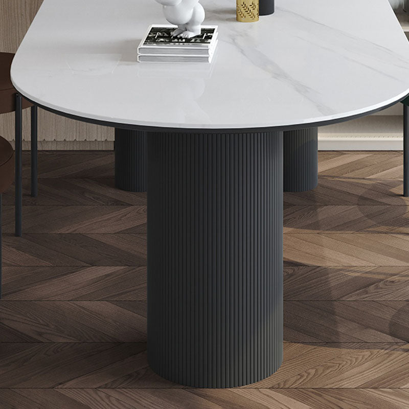 Irregular Shape White Table for Restaurant Sintered Stone Top Island Table with 3 Legs