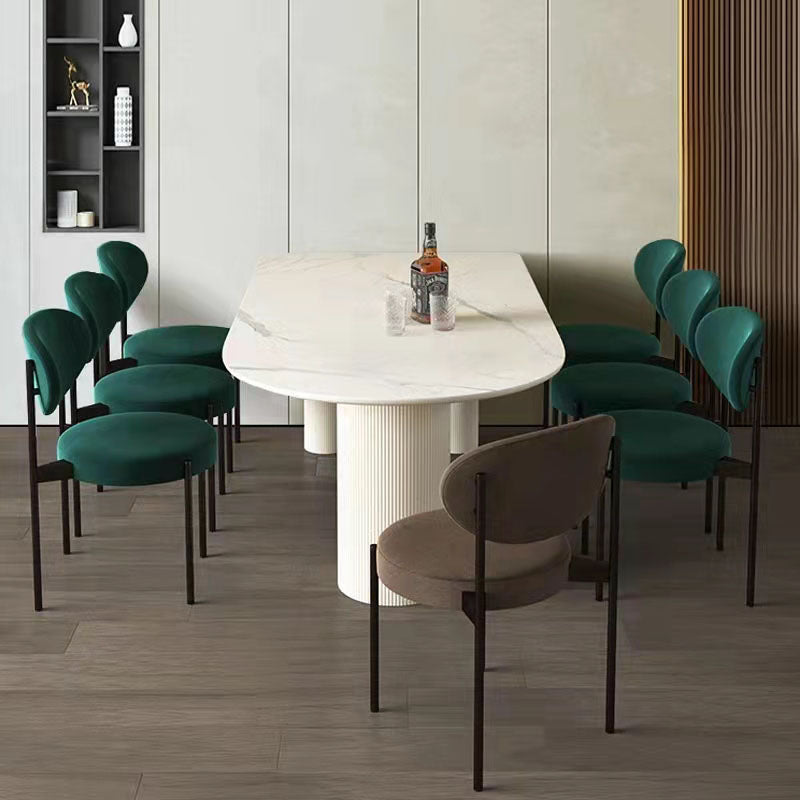 Irregular Shape White Table for Restaurant Sintered Stone Top Island Table with 3 Legs
