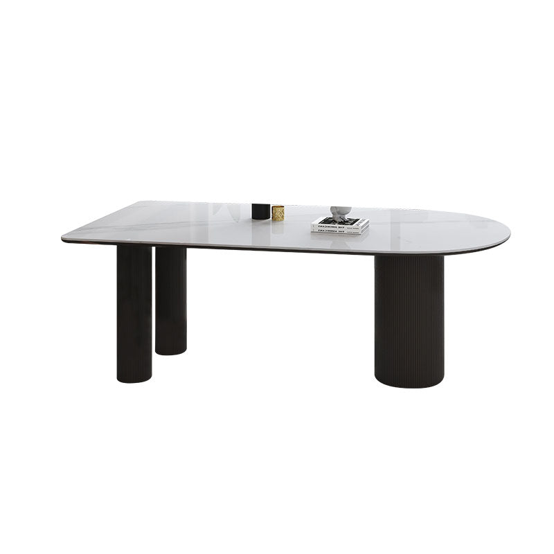 Irregular Shape White Table for Restaurant Sintered Stone Top Island Table with 3 Legs