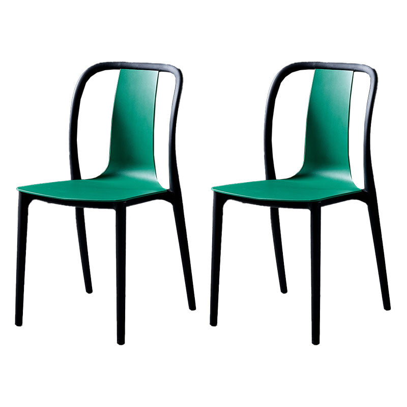 Contemporary Chairs Dining Slat Back Armless Chairs with Plastic Legs