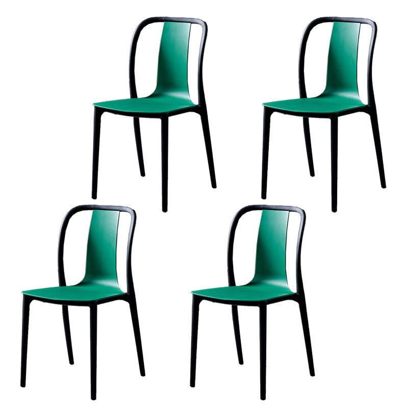 Contemporary Chairs Dining Slat Back Armless Chairs with Plastic Legs