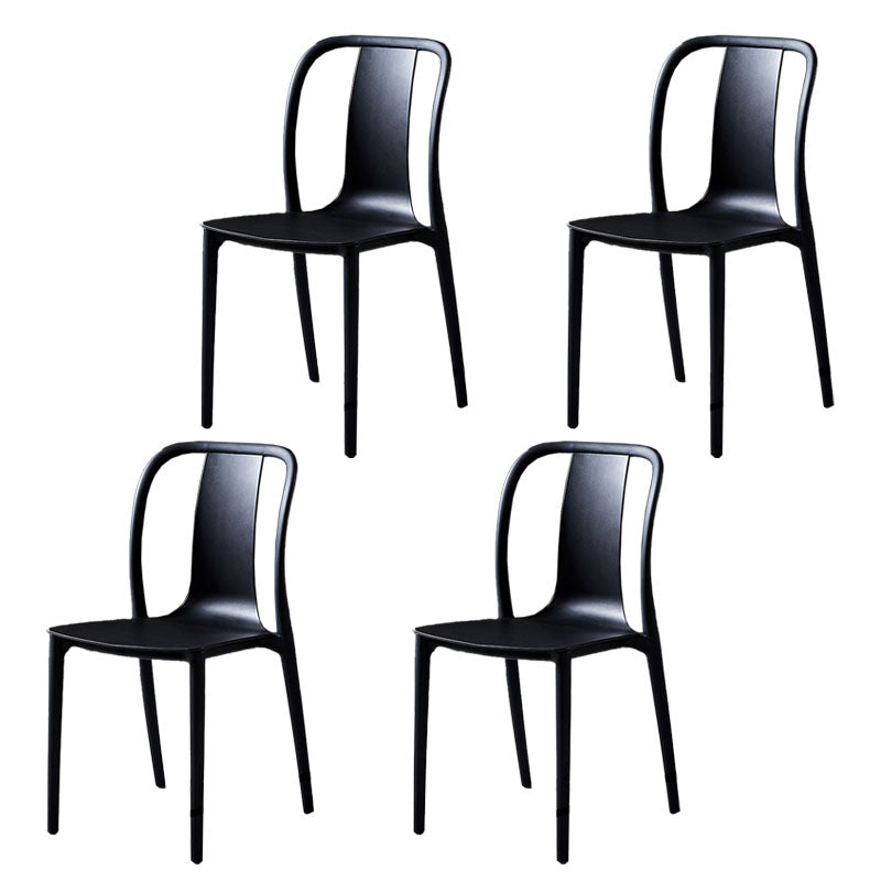 Contemporary Chairs Dining Slat Back Armless Chairs with Plastic Legs