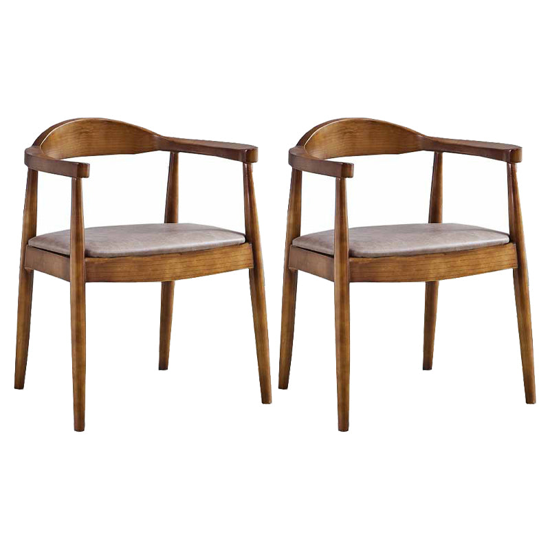 Traditional Style Chair Dining Kitchen Open Back Arm Chair with Wooden Legs