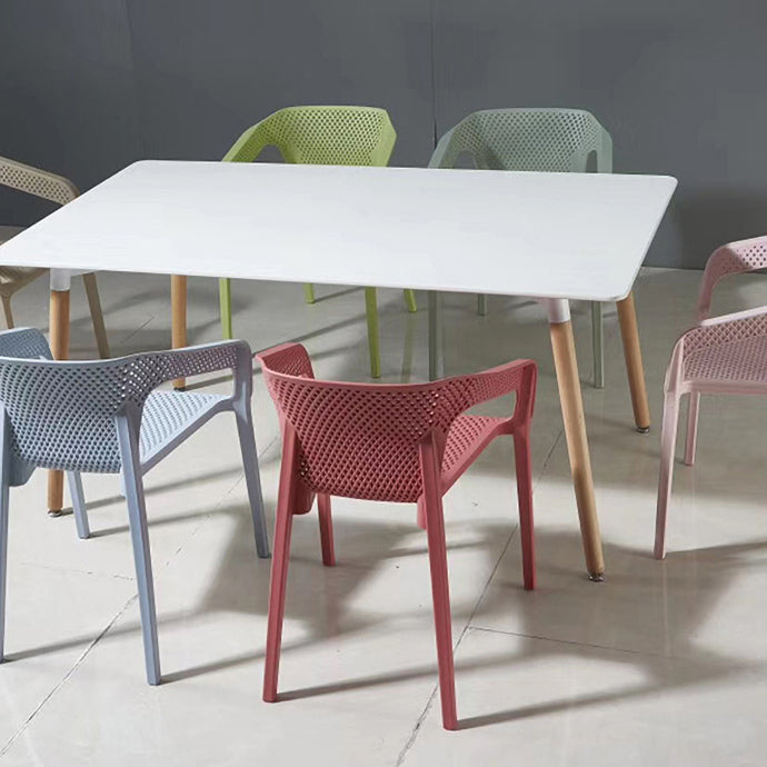 Contemporary Stackable Chair Dining Kitchen Arm Chair with Plastic Legs